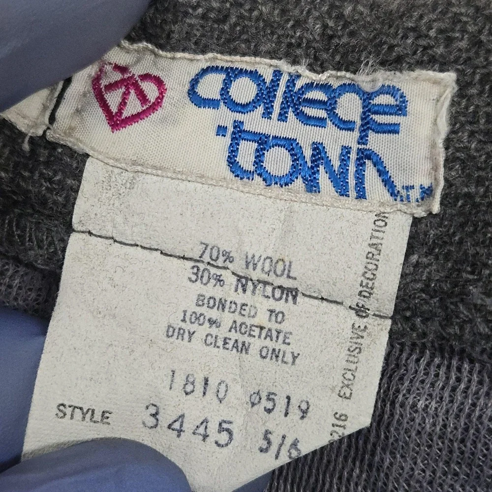 Vintage College Town Skirt Juniors 5/6 Gray Wool Tweed A Line Midi Lined Pleated